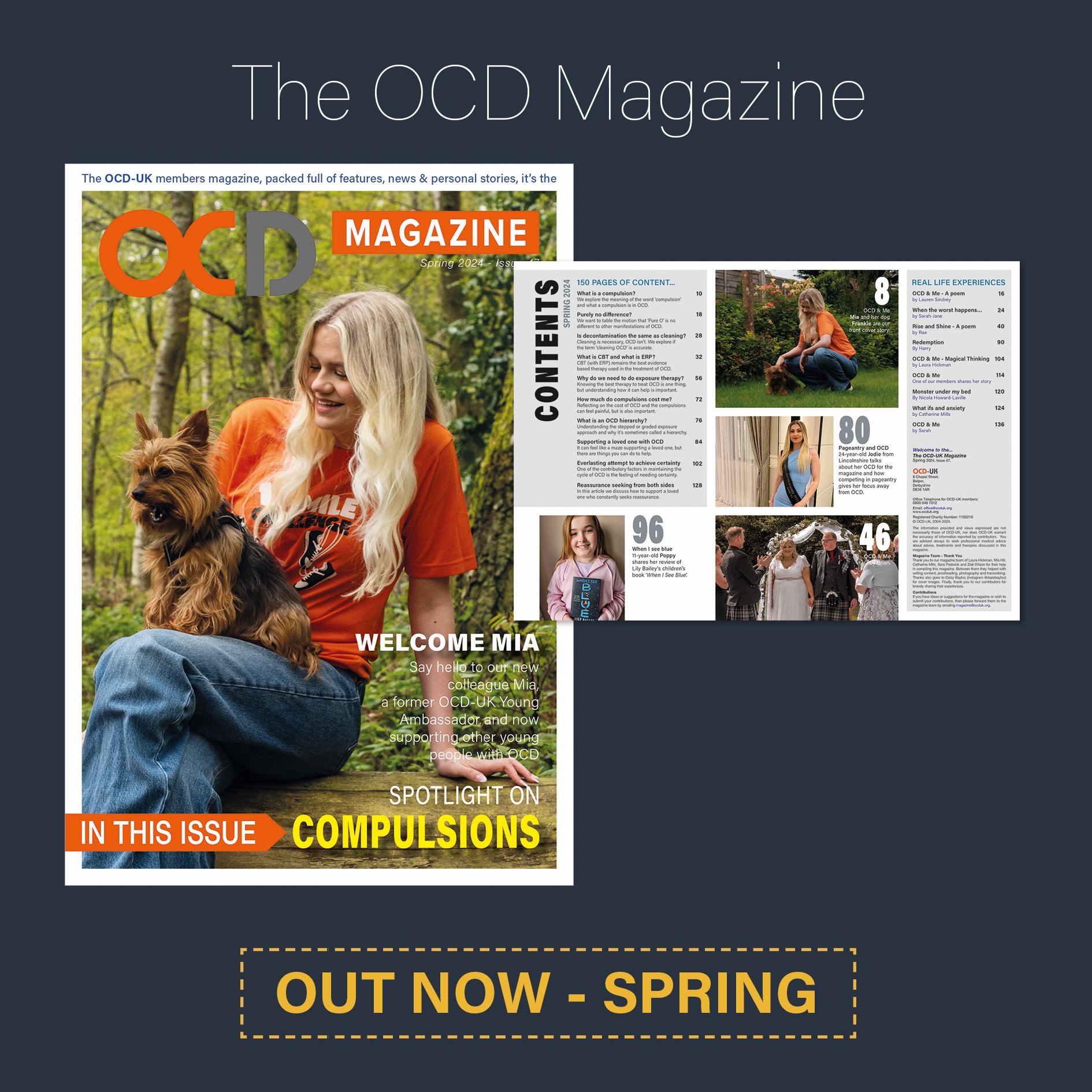 The latest OCD-UK magazine (charity newsletter) is on its way from our printers and will be on its way to members early next week. A great read, join today to receive your copy, whilst also supporting our charity.
